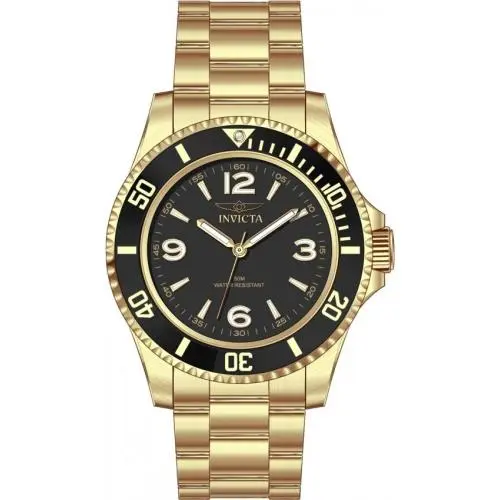 Invicta Specialty Black Dial Quartz Gold Tone Stainless Steel Watch