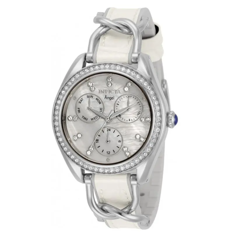 Invicta Angel Women`s 36mm White Mother of Pearl Dial Crystals Watch 31205