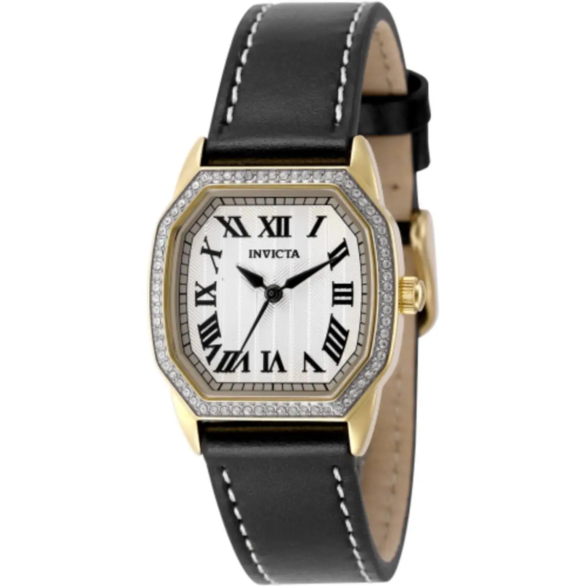 Women`s Watch Wildflower Quartz Silver Dial Black Leather Strap 50593 by Invicta