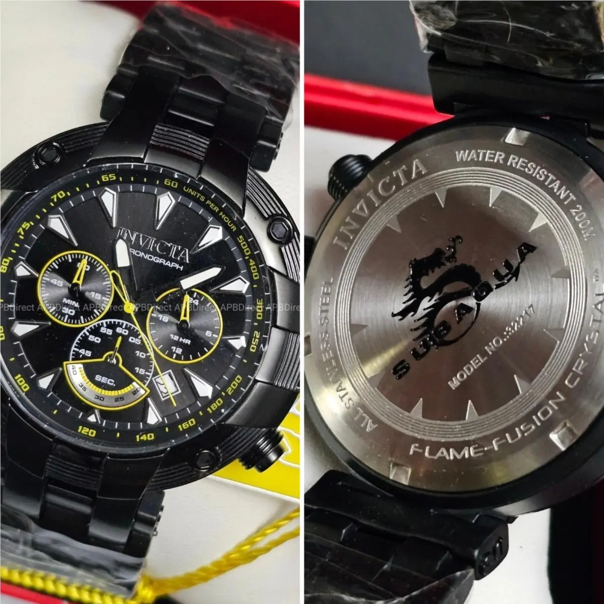 Invicta - Subaqua - Chronograph Black Yellow Lume Flame-fusion Mens Watch