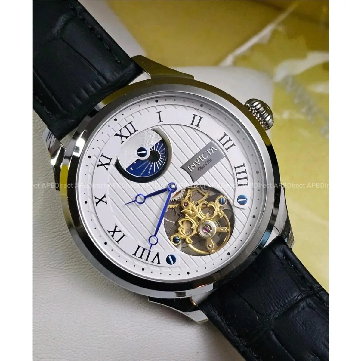 Invicta - Objet D Art - Open Heart - Automatic - Day / Night Leather Mens Watch