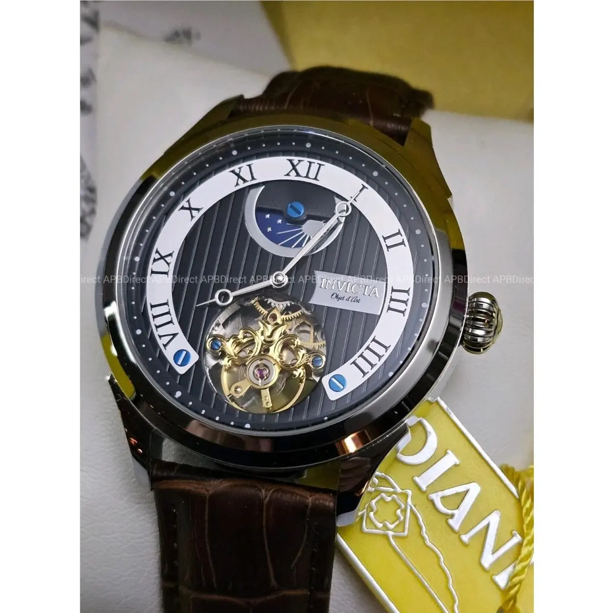 Invicta - Objet D Art - Open Heart - Automatic - Day / Night Leather Mens Watch