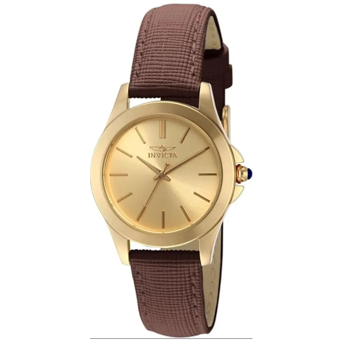 Women`s 15150 Angel 18k Yellow Gold SS and Brown Leather Watch by Invicta