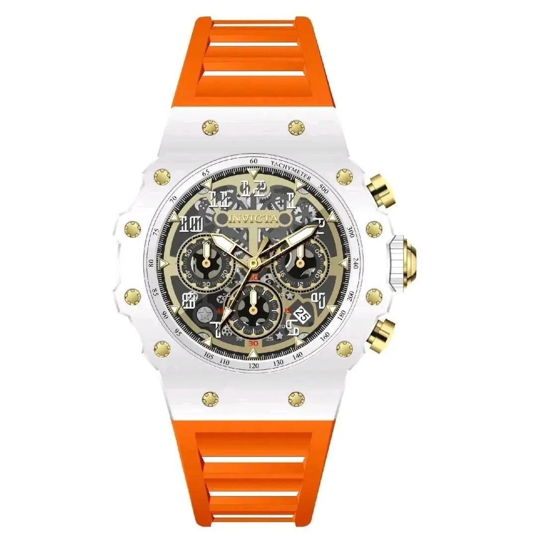 Invicta Racing Vaulthan Men`s Watch 44mm White Orange 69651 Band