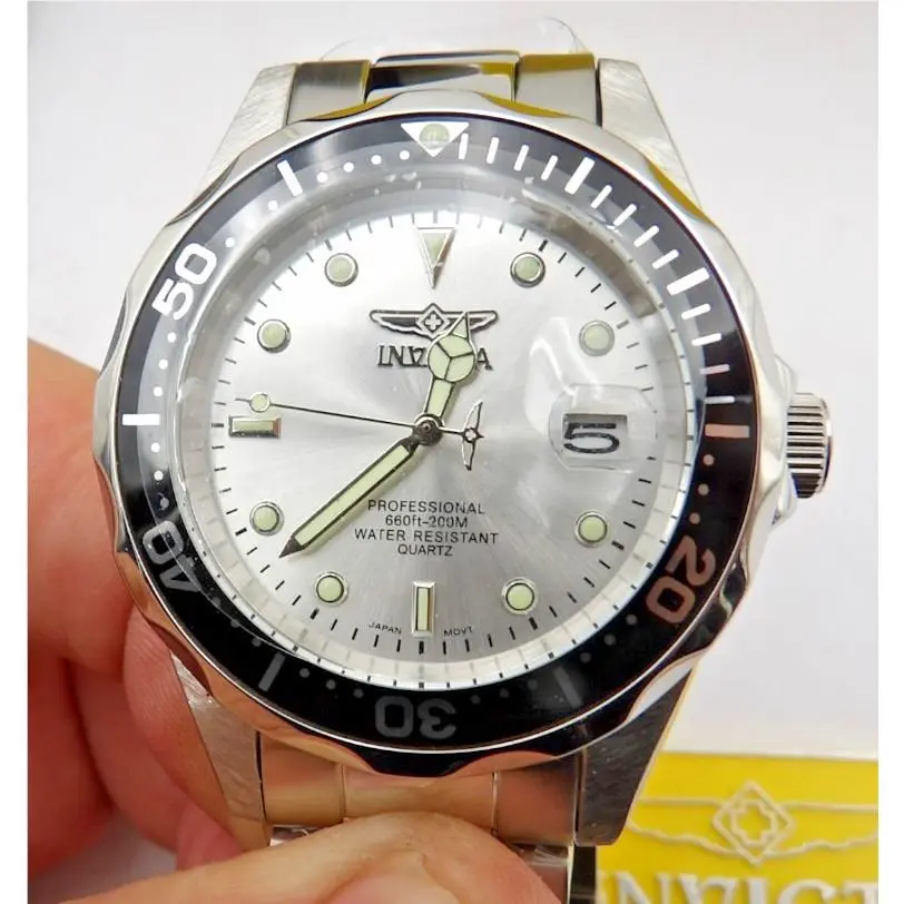 Invicta Model 10662 Silvertone Watch 2 Bands Professional Easy See Dial