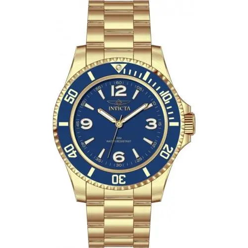Invicta Specialty Blue Dial Quartz Gold Tone Stainless Steel Watch