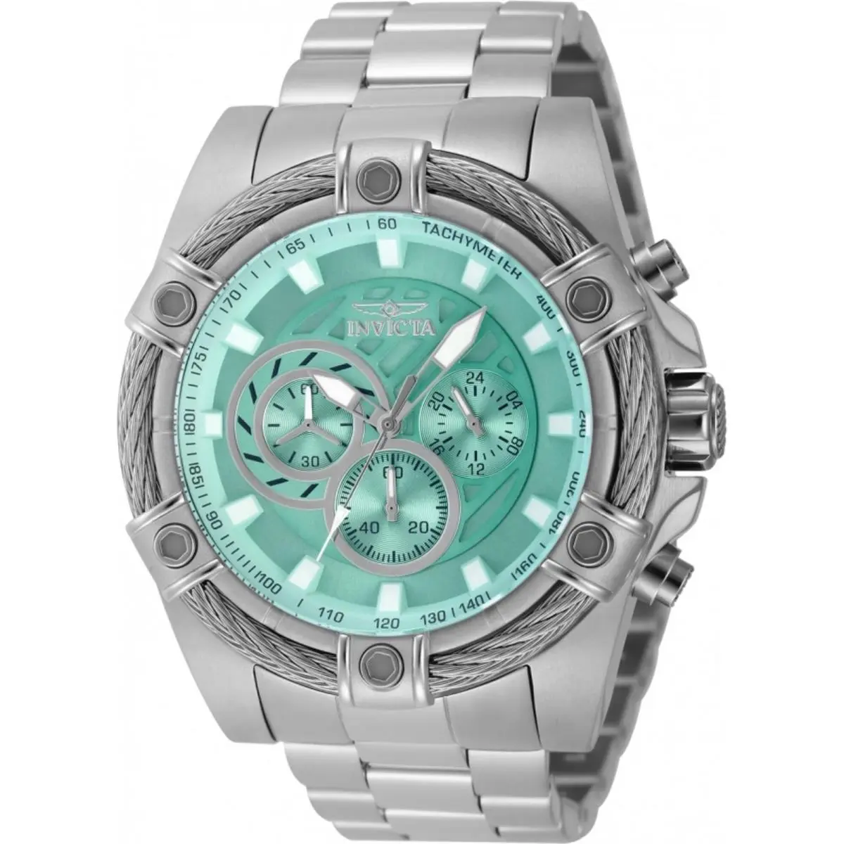 Invicta Men`s Watch Bolt Quartz Turquoise Dial Stainless Steel Bracelet 45874