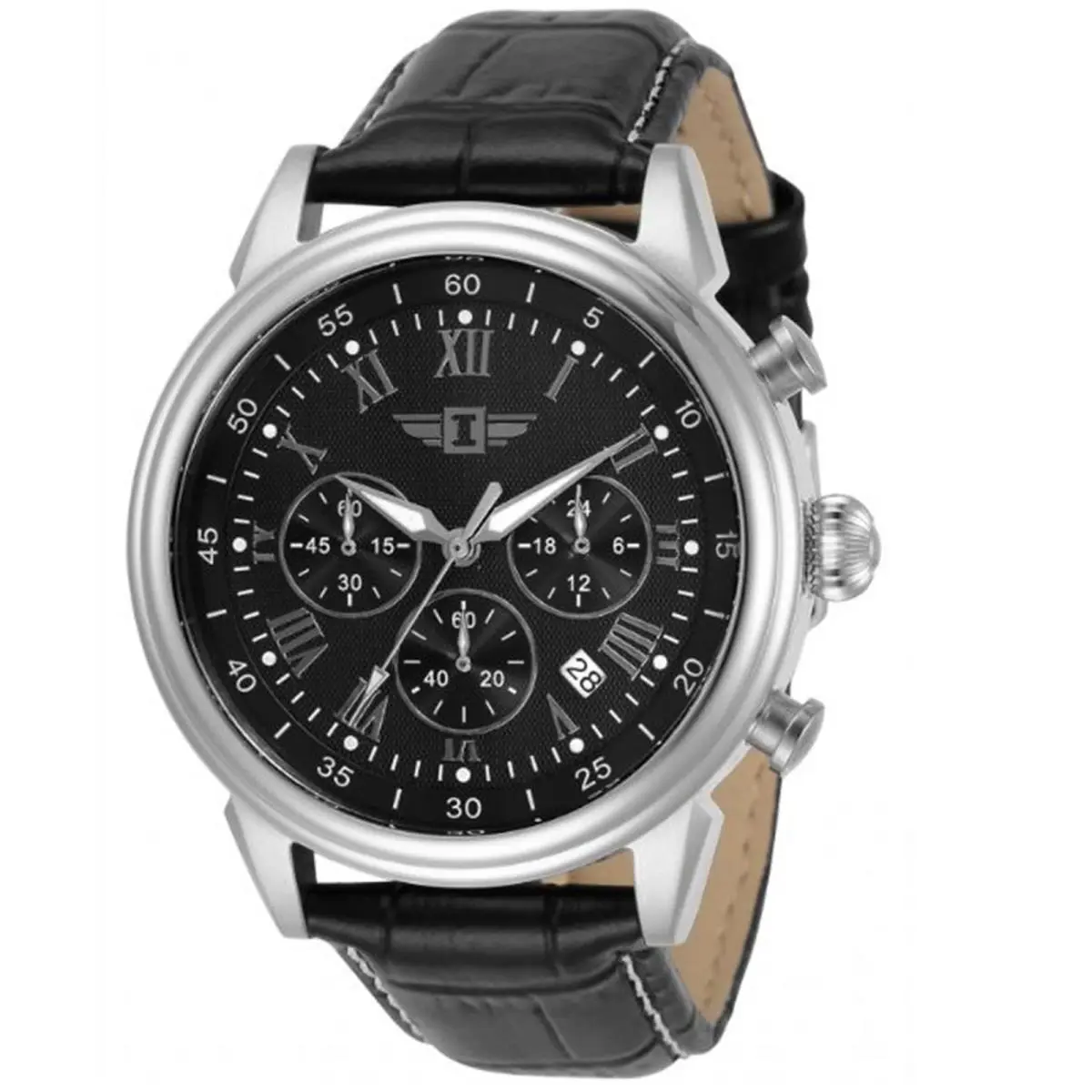I By Invicta Men`s 90242-001 Chronograph Black Dial Black Leather Dress Watch