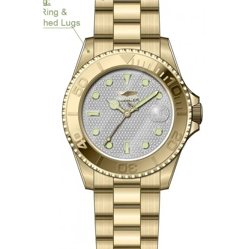 Invicta Pro Diver Silver Dial Mechanical Gold Tone Watch