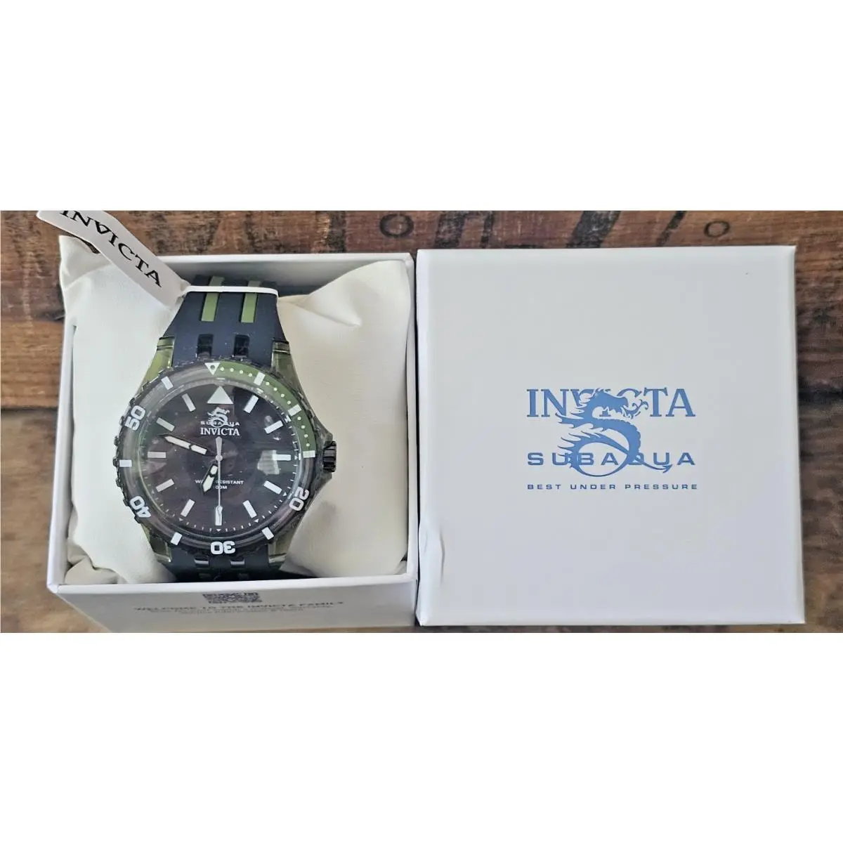 Invicta Subaqua 44mm Men`s Watch Clear Green White Water Resistant 100m