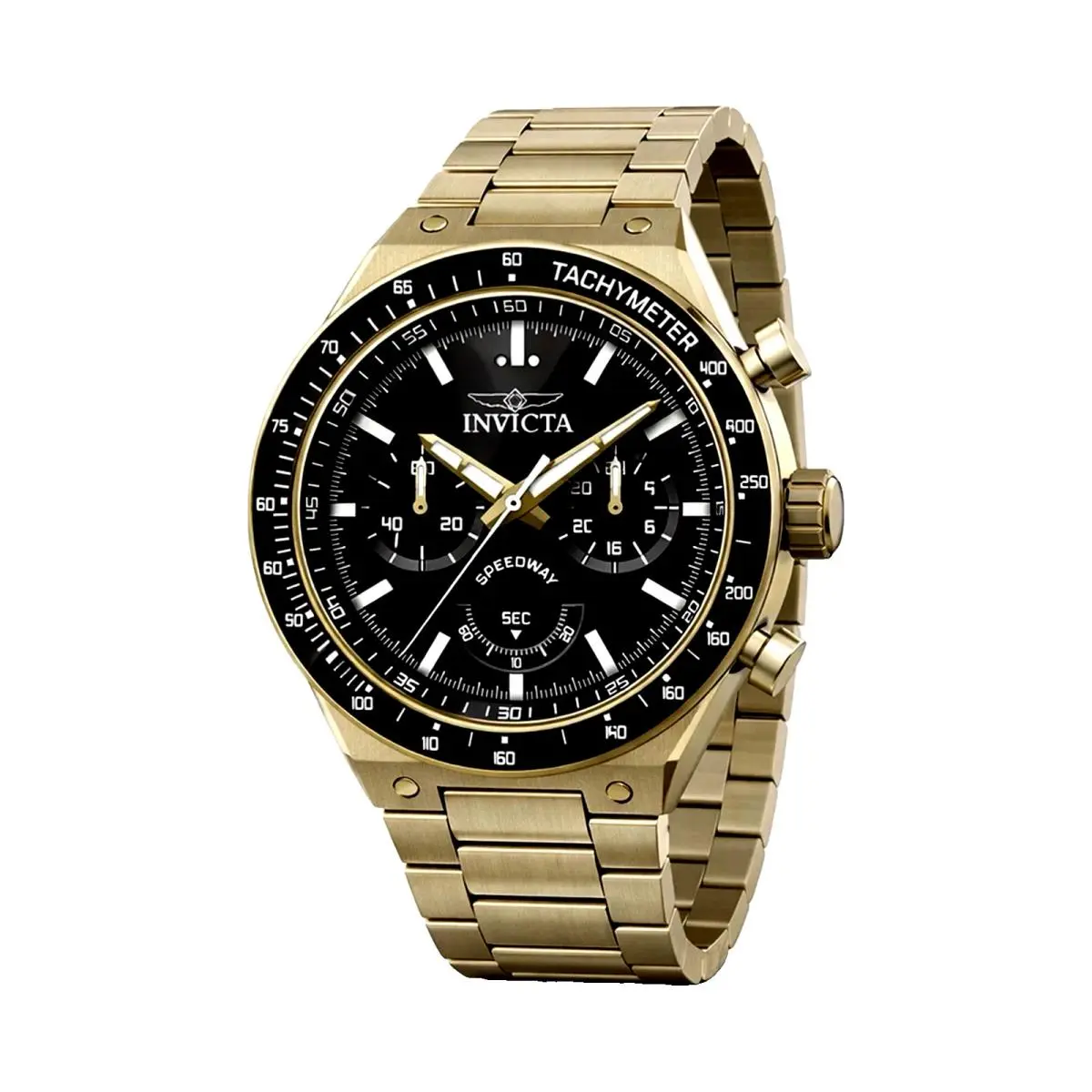 Invicta Speedway Men`s Celerium 44mm Gold Tone Black Dial S. Steel Watch 50759