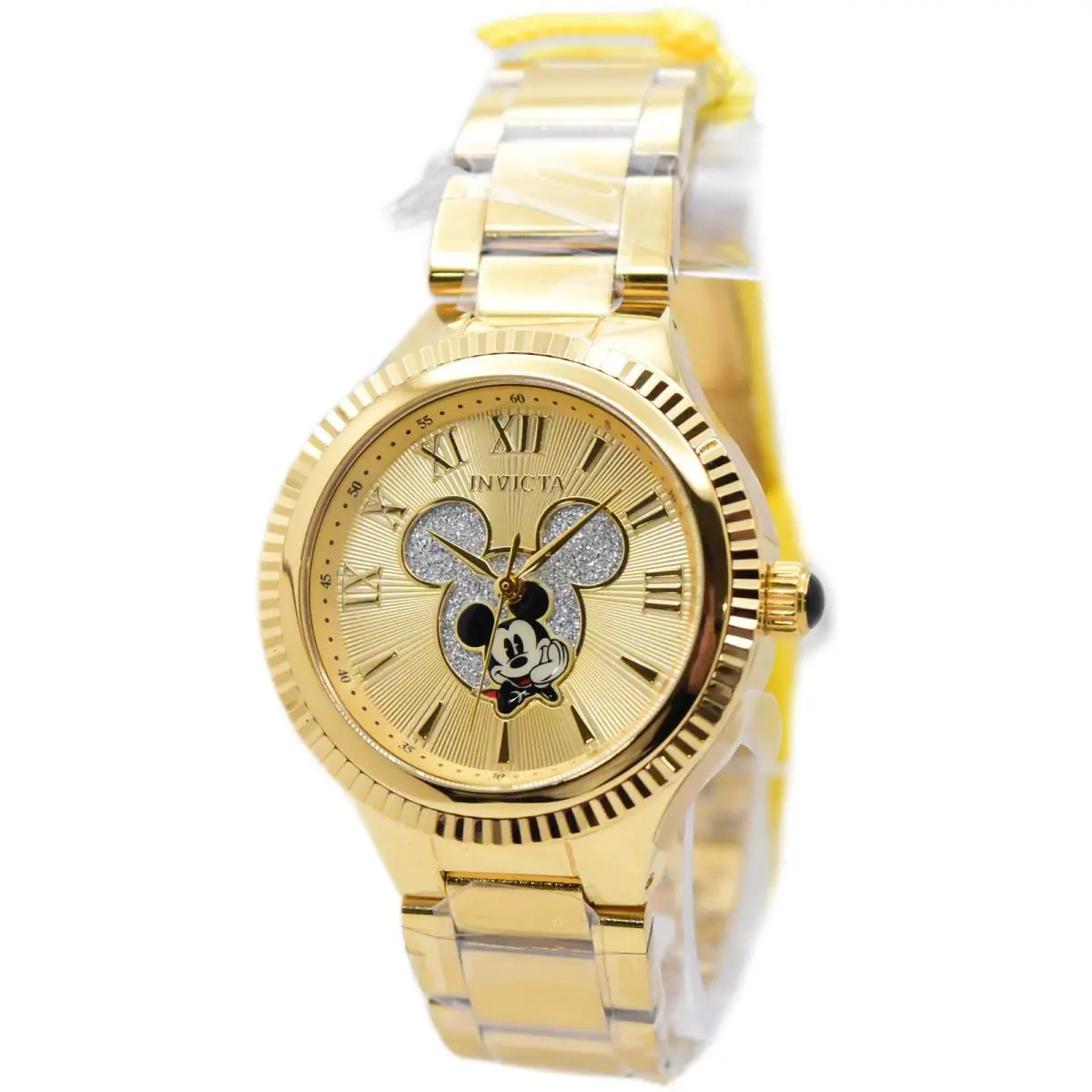 Invicta Disney Limited Edition Women`s 36mm Mickey Gold Glitter Dial Watch 38669