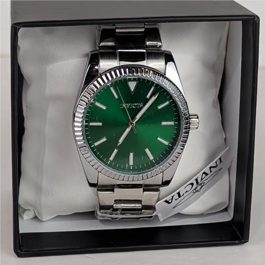 Invicta Celestial Men`s 40mm Watch Silver Stainless Steel Green Dial 69254