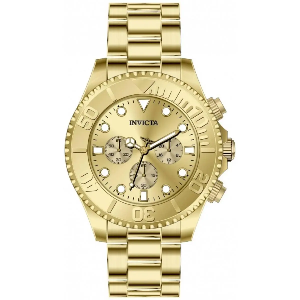 Invicta Men`s Watch Pro Diver Chrono Yellow Gold Stainless Steel Bracelet 50588
