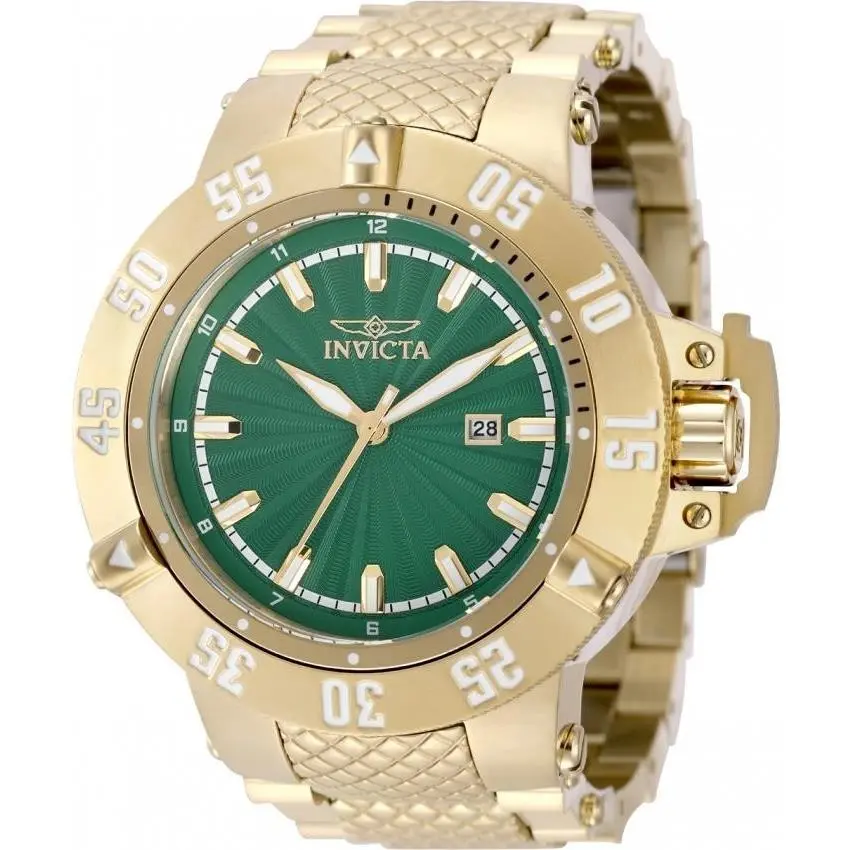 Invicta Subaqua Green Dial Quartz Gold Tone Stainless Steel Watch
