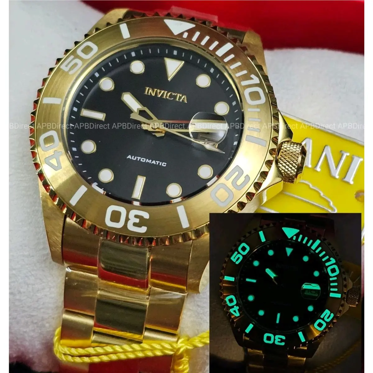 - Grand Diver - Gold Plated Lume Bezel Automatic NH35A - Mens Watch Pro by Invicta