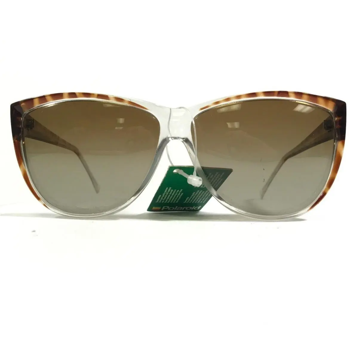 Vintage Polaroid Sunglasses 8752 A Brown Clear Round Cat Eye Frames Brown Lenses