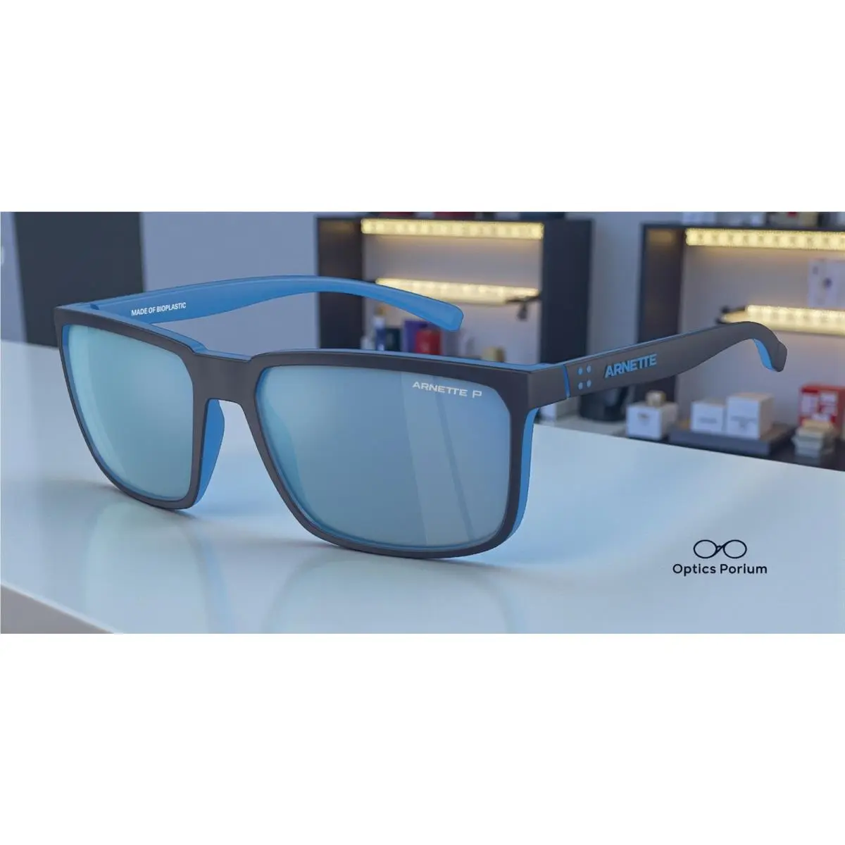 AN4251 286422 Stripe Navy Blue Dk Grey Mir Polarized 58 Men`s Sunglasses by Arnette