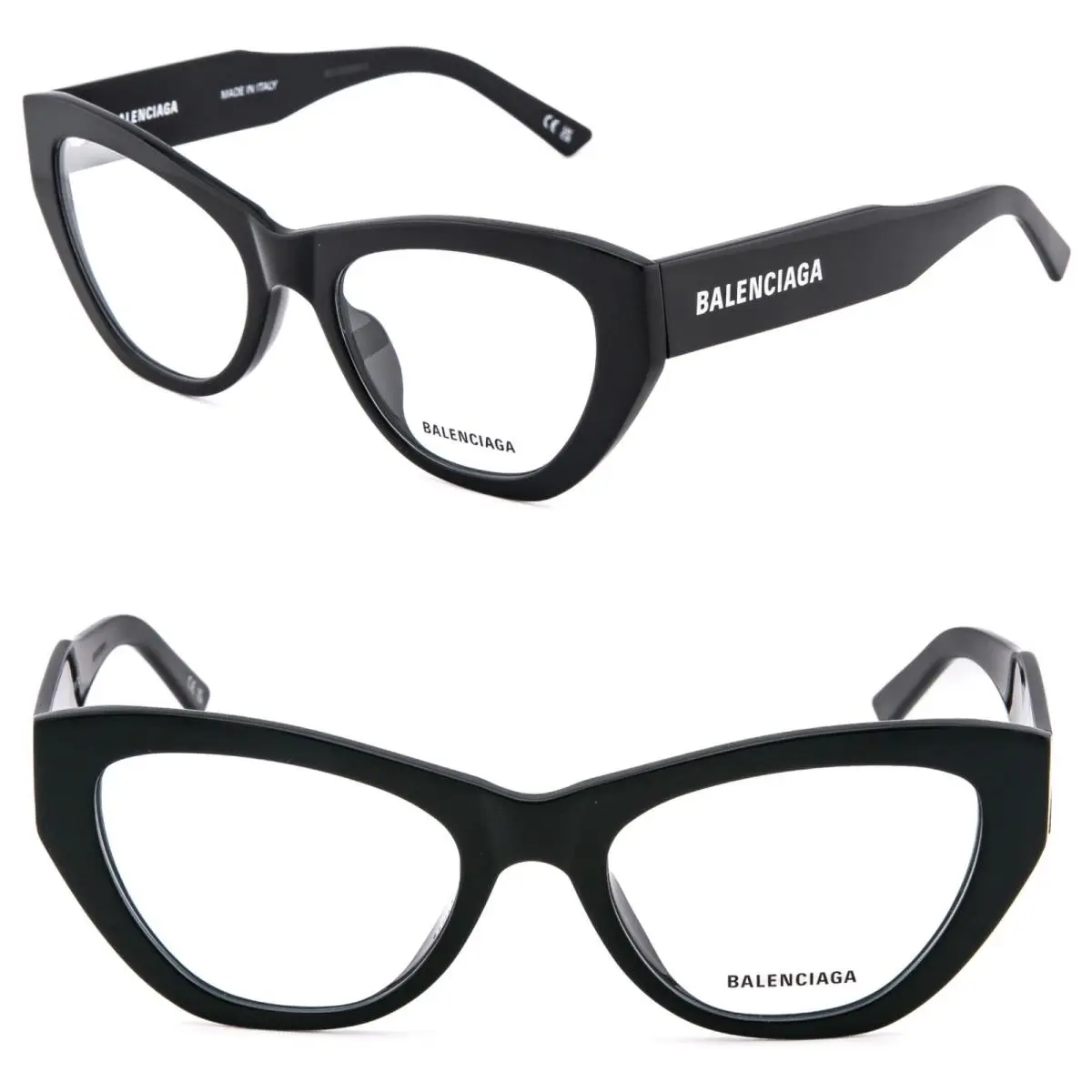Balenciaga BB0449O Angular 0449 Black Logo Eyeglasses 53mm Optical Frame 001