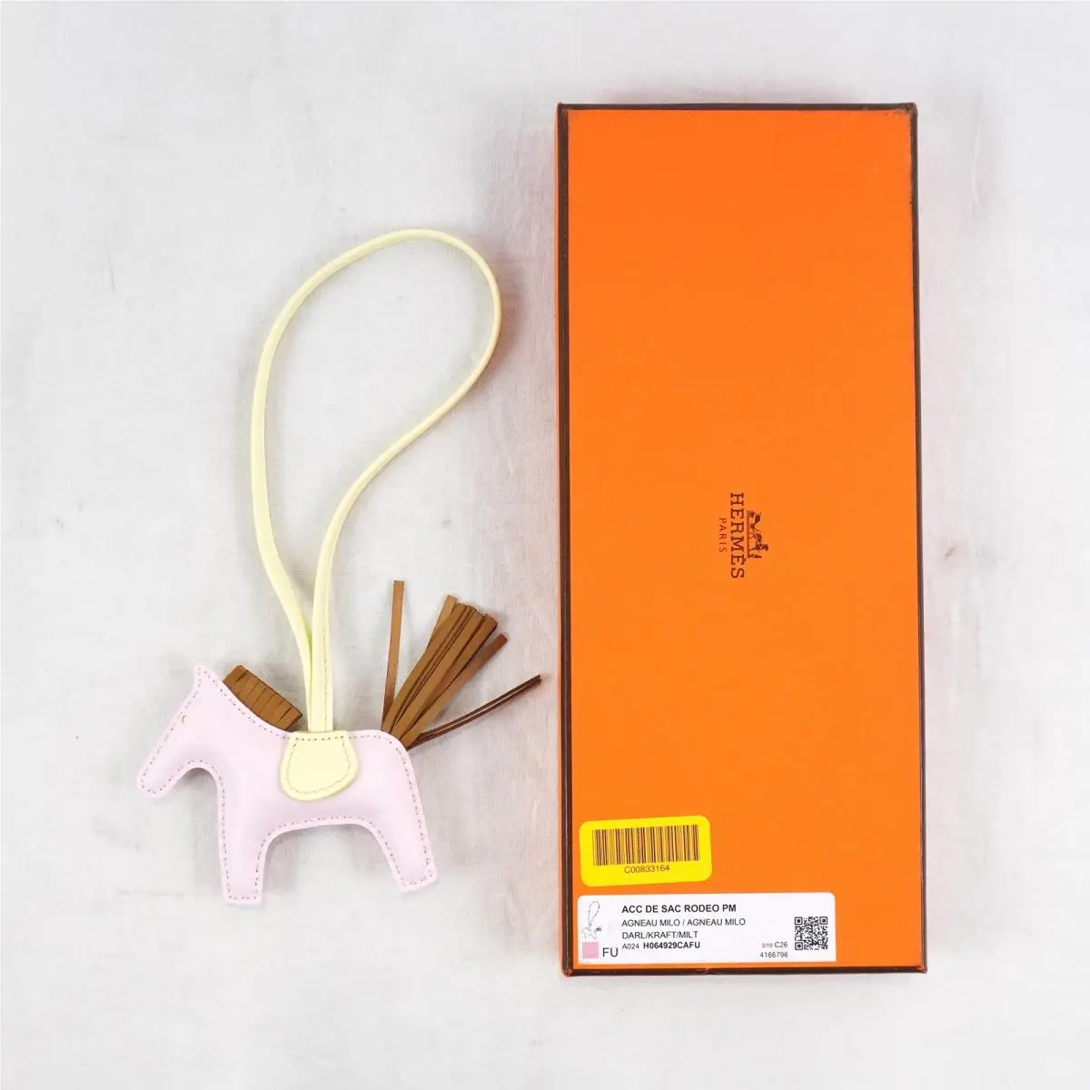 Hermès Pegase Rodeo PM Leather Bag Charm In Rose Darling/kraft/jaune Milton