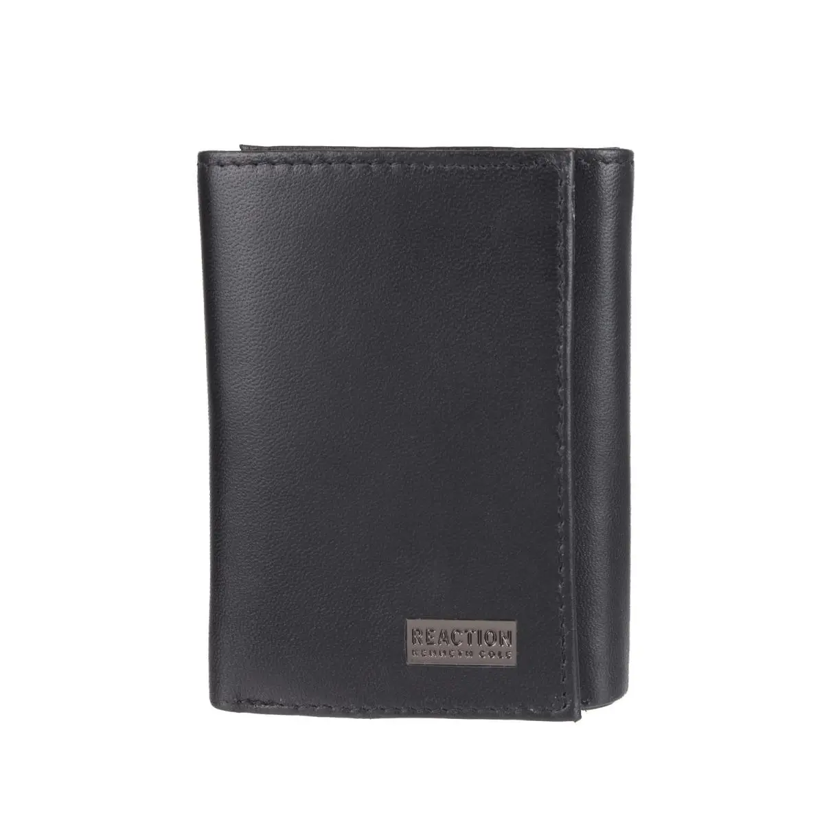 Reaction Men`s Rfid Slim Leather Trifold One Size Black Plaque by Kenneth Cole