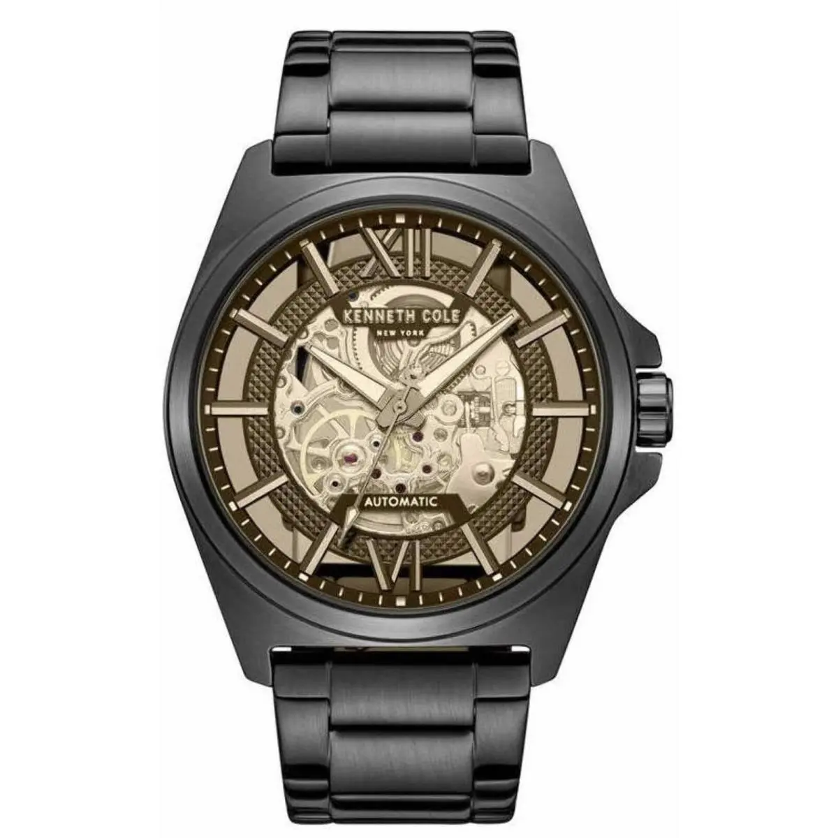 Kenneth Cole KCWGY0065104 Mens Automatic Skeleton Black IP Bracelet Watch 44 mm