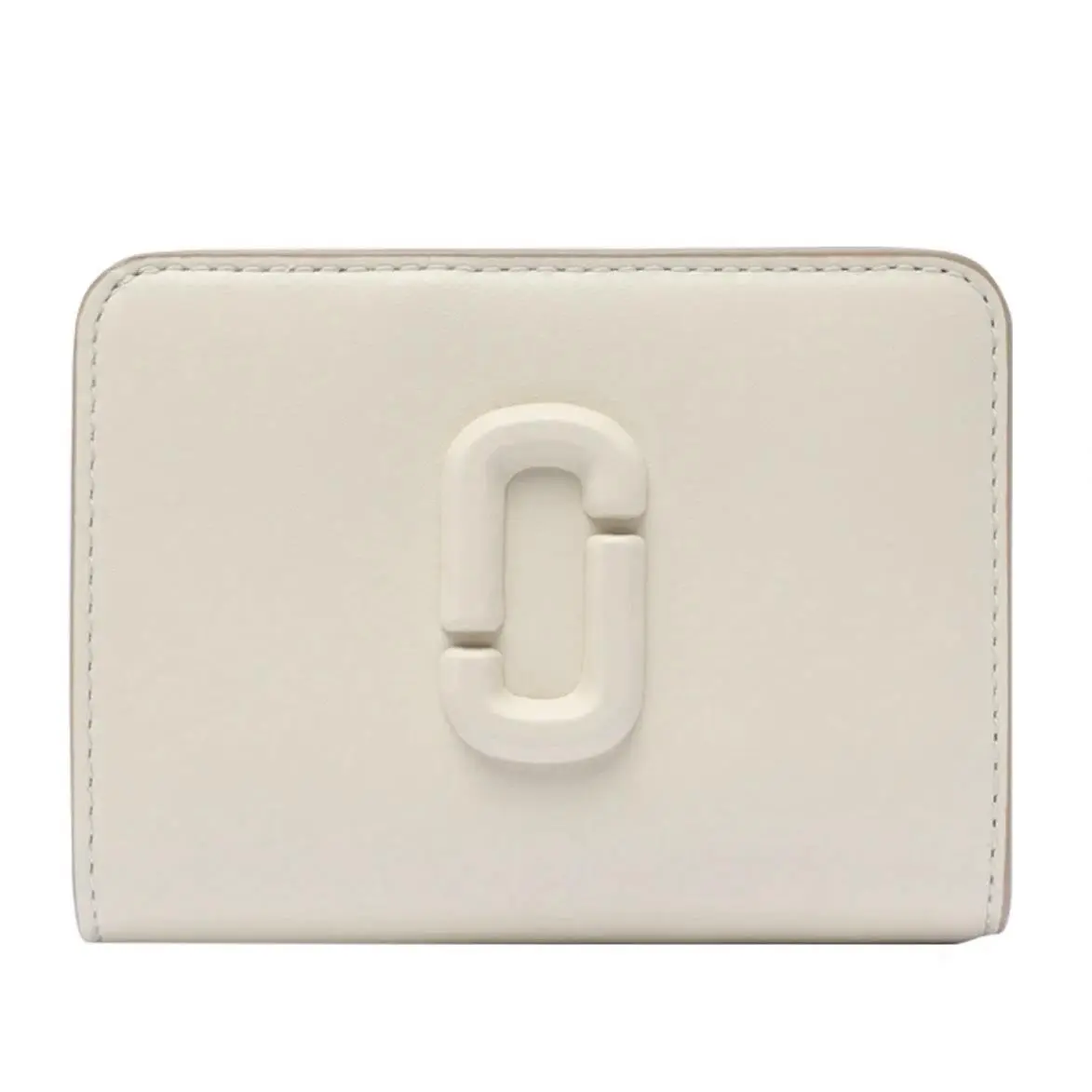 Marc Jacobs The Leather J Marc Mini Compact Wallet In Cloud White