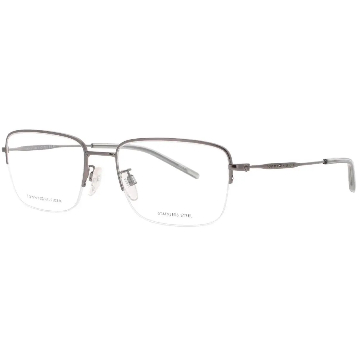Men`s Eyeglasses Matte Ruthenium Rectangular Frame TH 1935/F R80 by Tommy Hilfiger