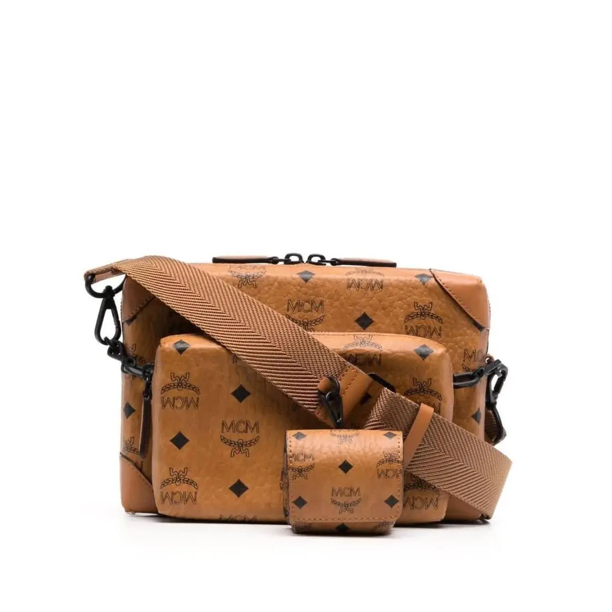 Mcm Soft Berlin Multifunction Crossbody in Cognac Visetos MMRBSBF05CO