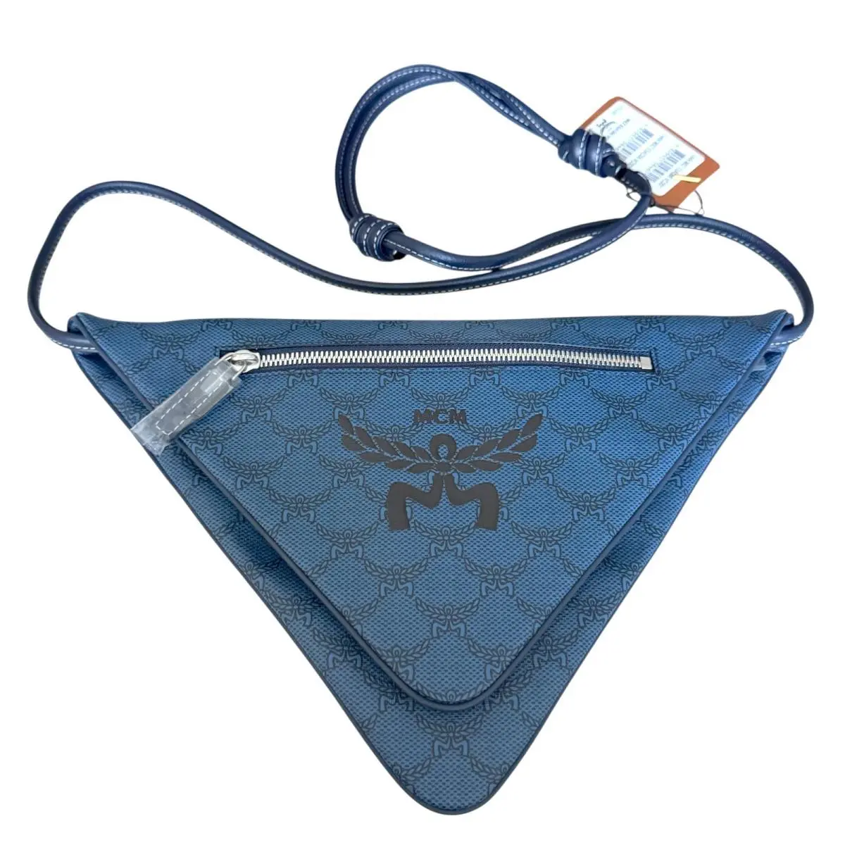 Mcm Blue Canvas and Leather Triangle Shoulder Bag