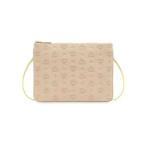 Mcm X4804 Klara Monogram Leather Crossbody Pouch One Size - Handle/Strap: Croissant, Exterior: Croissant, Lining: Croissant