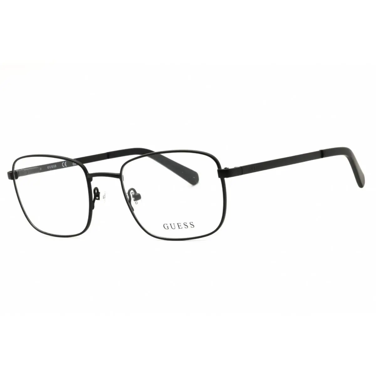 Guess Men`s Eyeglasses Matte Black Metal Rectangular Full Rim Frame GU50074 002