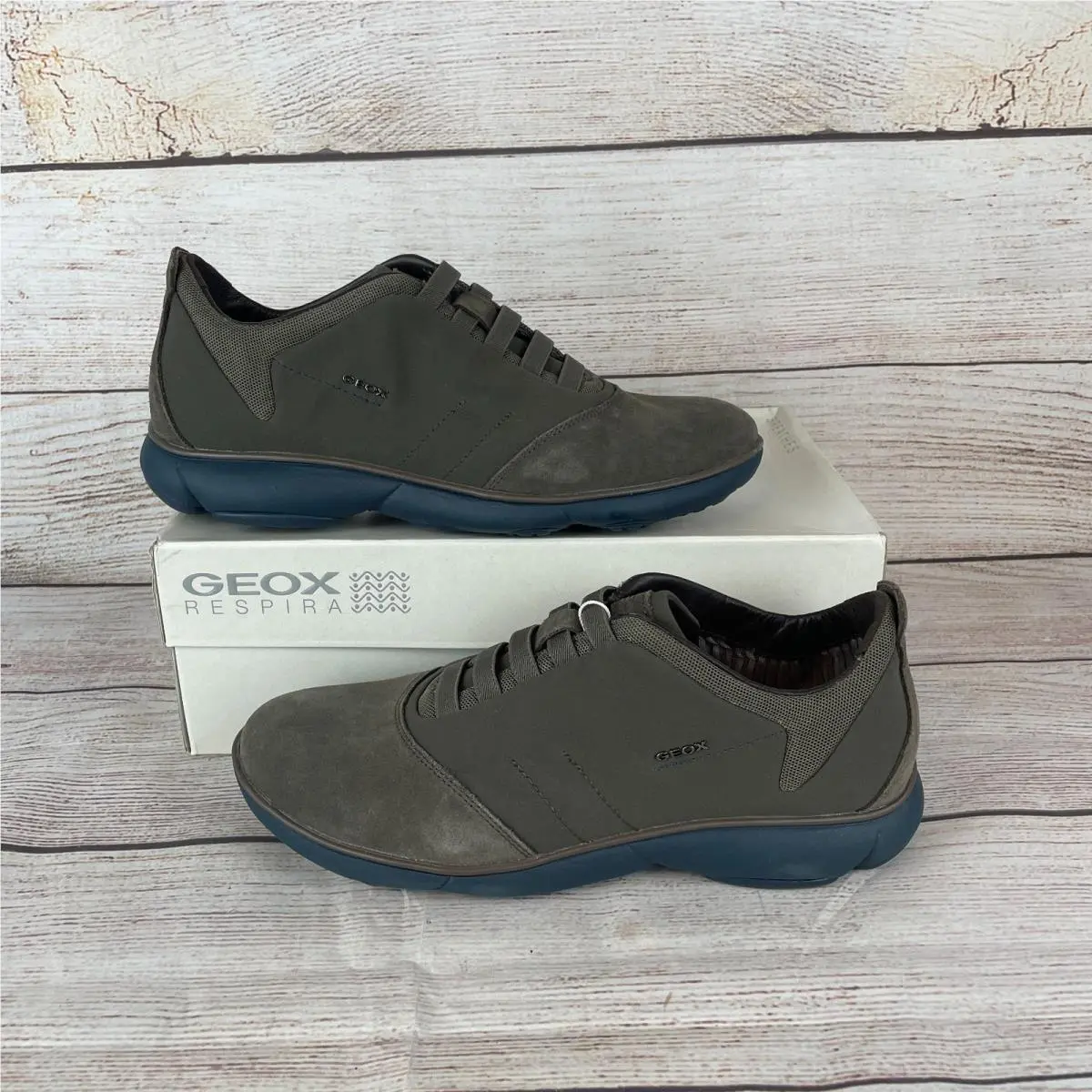 Geox Respira U Nebula Mens Sz EU 40 US 7 Slip On Shoes Taupe Dk Avio Green