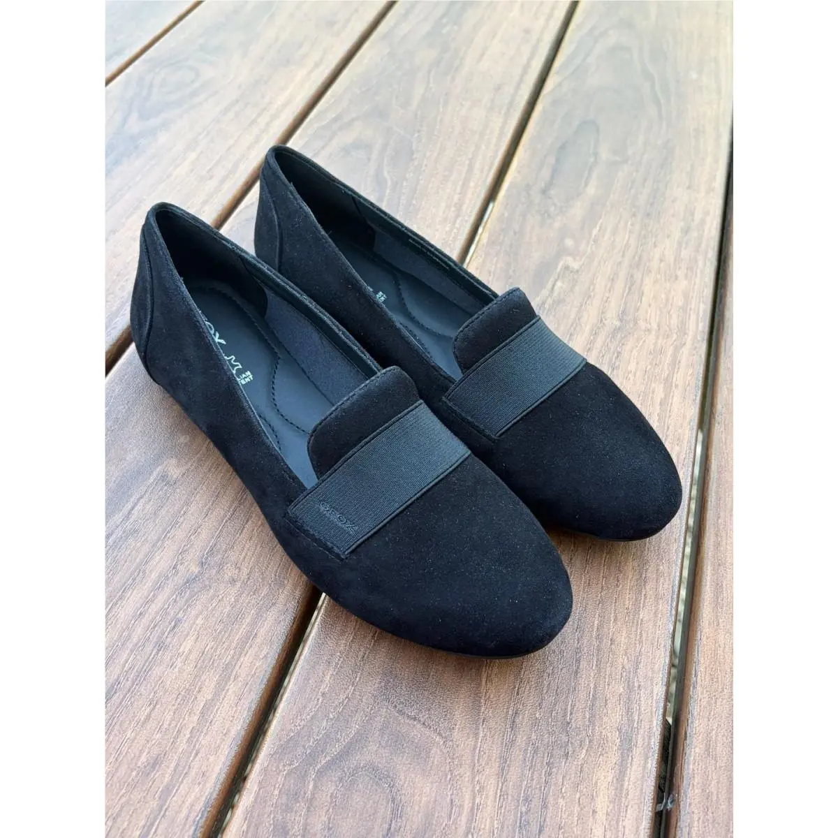 Geox Respira D Charlene J Black Goat Suede Loafers Size 8 US