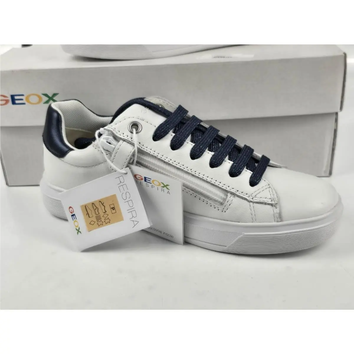 Geox shoes - Geox J Nettuno - Nettuno - C1039 - White, Secondary: Dark Navy (UPC: 8056206502086) 0