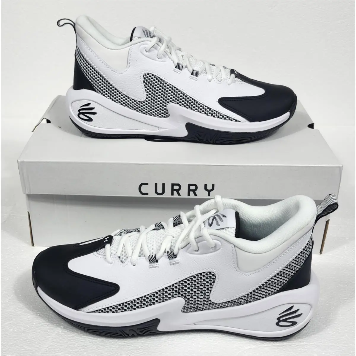 Men`s Basketball Shoes Size 11.5 Under Armour Curry 3Z 25 White Black Sneakers