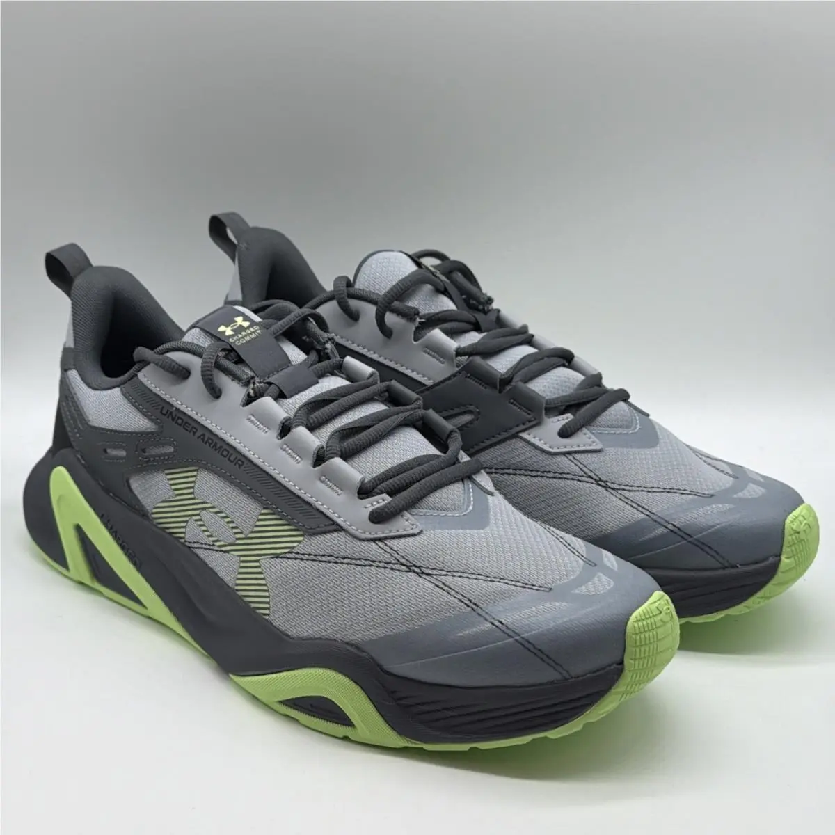 Under Armour Charged Commit TR 5 Men 13 Grey Lime Training Shoes 6007140-011