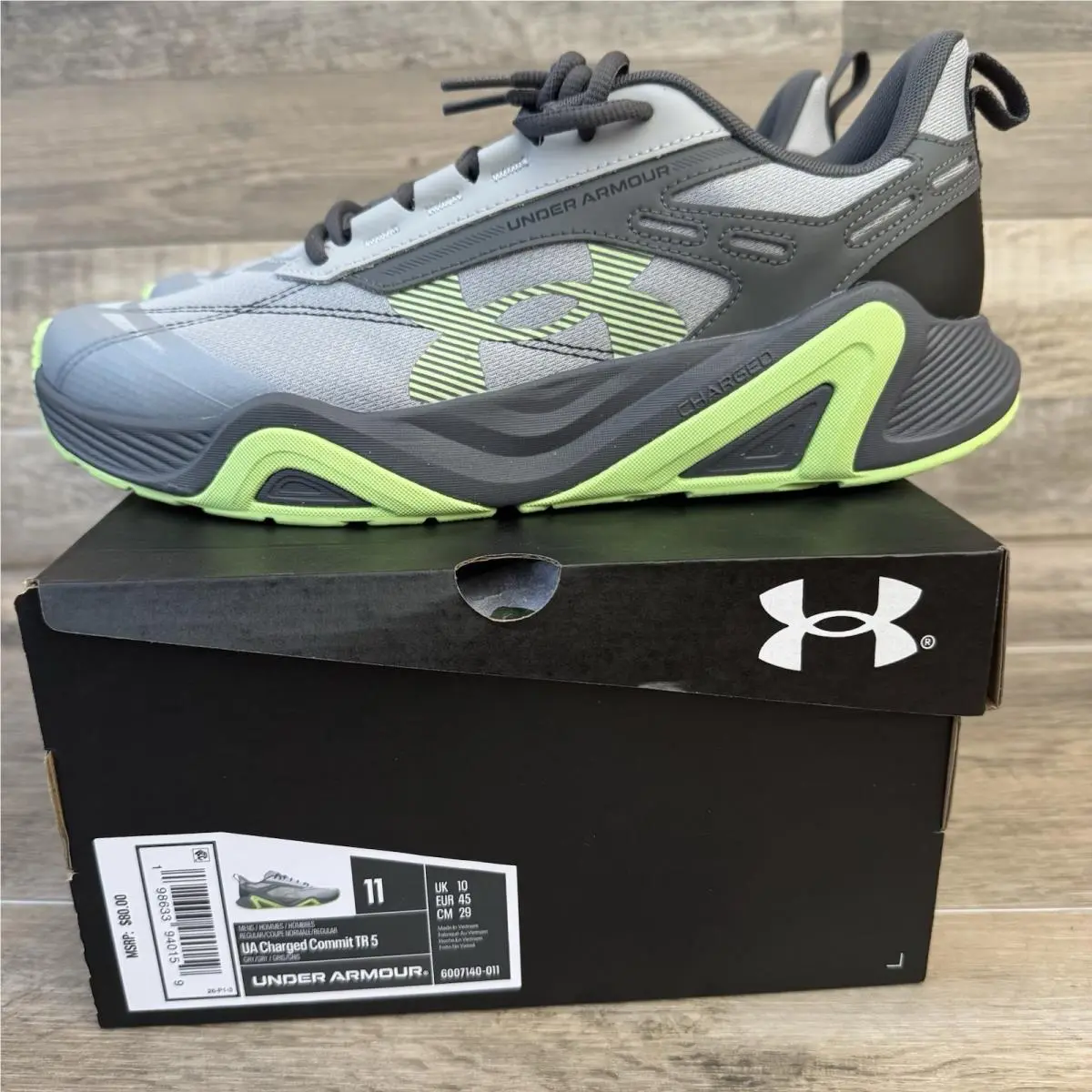 Under Armour UA Charged Commit TR 5 Men`s Size 11 Gray 6007140-011
