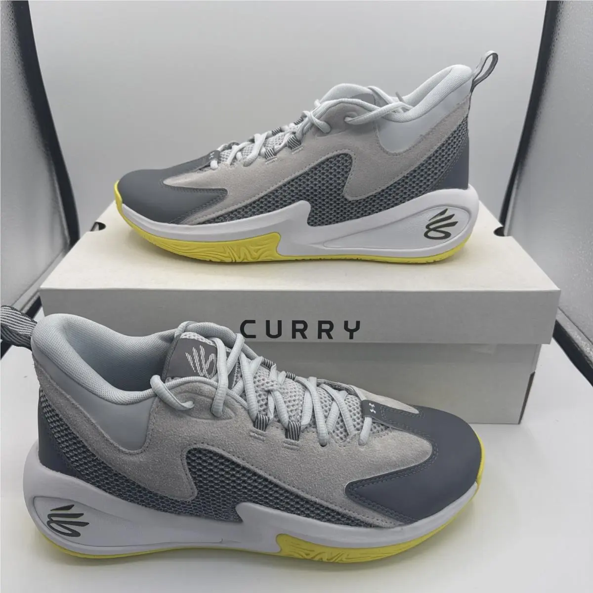 Under Armour Curry 3Z 25 Sde Gray/white/yellow 6000750-015 Men`s Sz 12