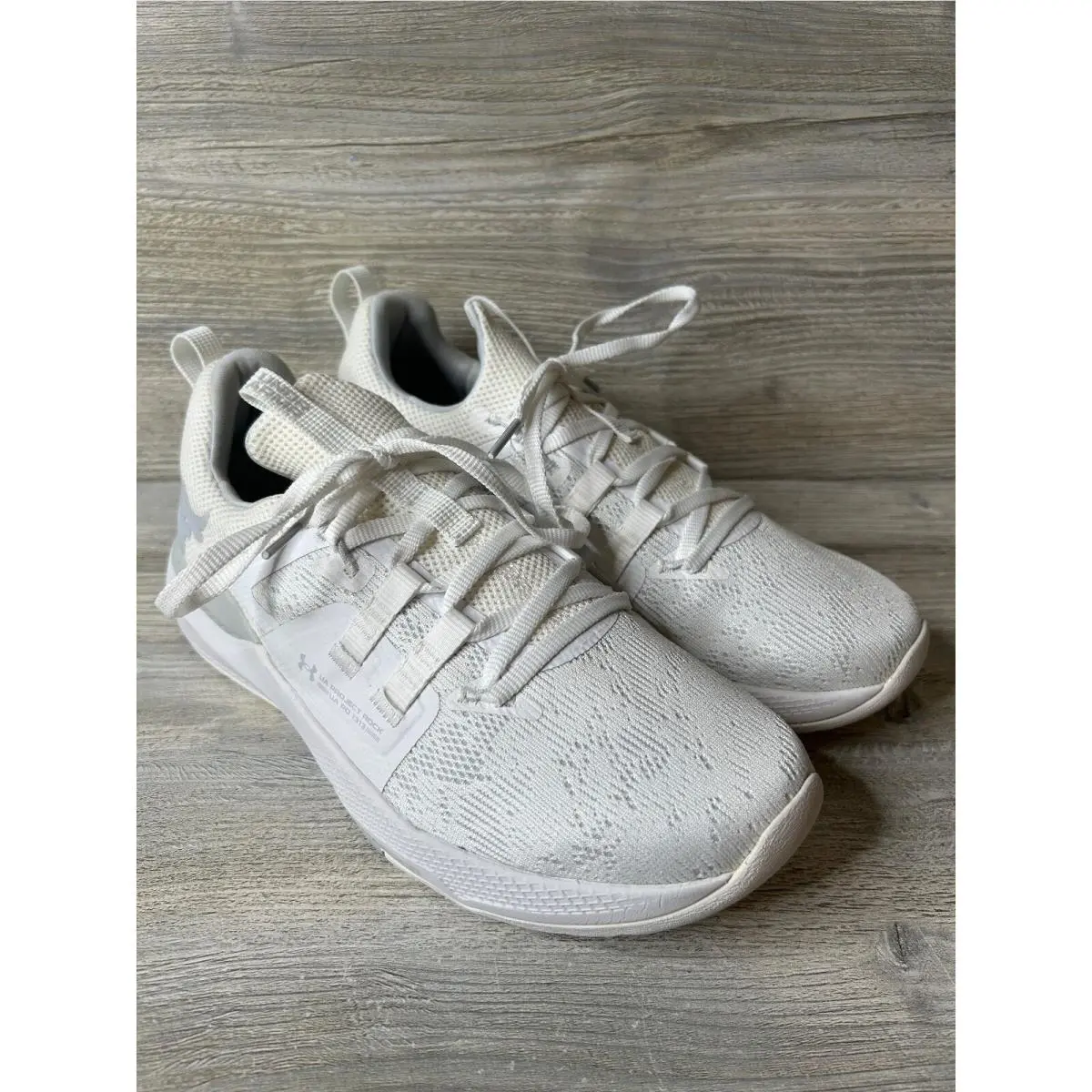 Under Armour White Project Rock Bsr 4 Training Mesh Men`s Size 8