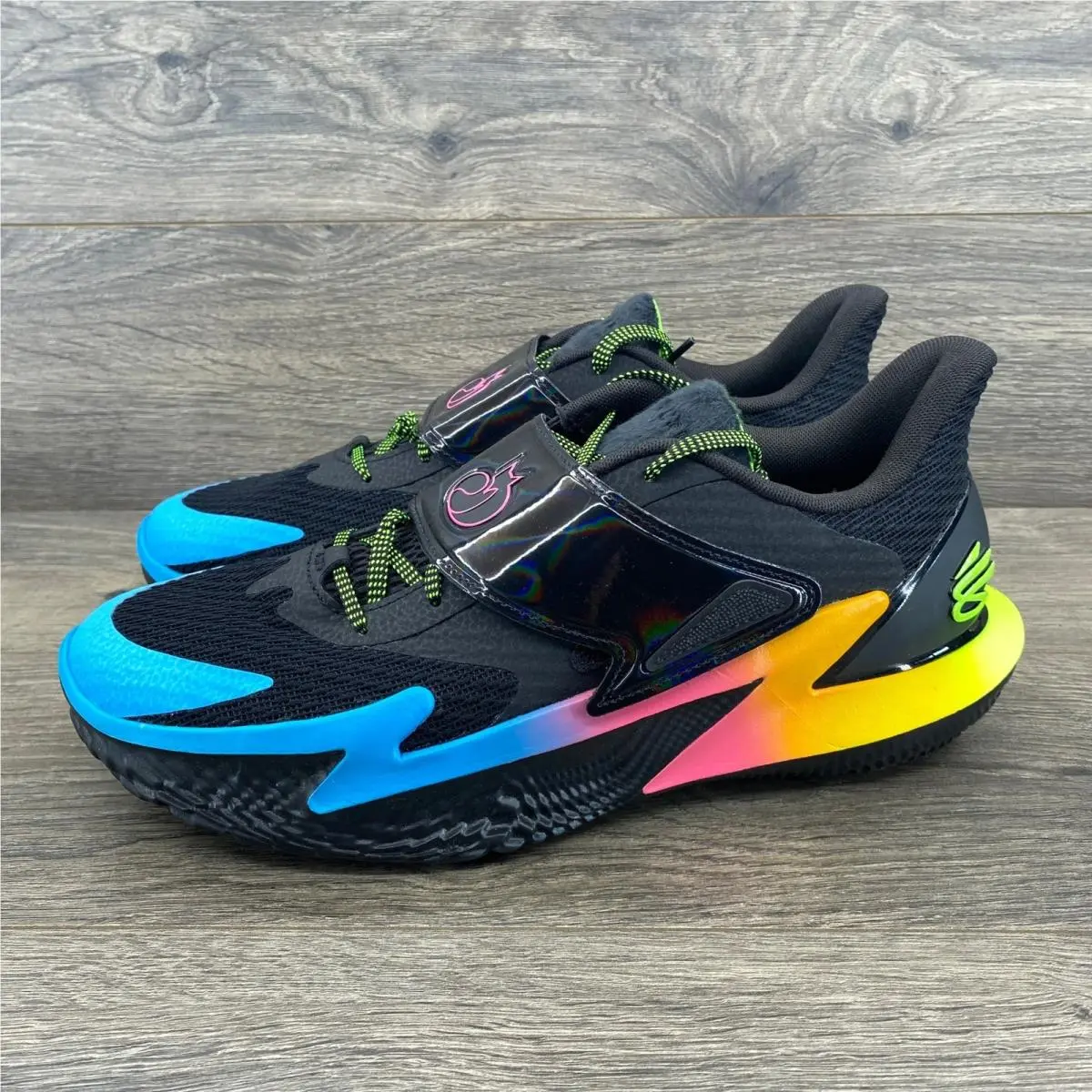 Under Armour Curry Fox 2 Mens 11 Black Multi-color Flow Basketball Shoes Strap