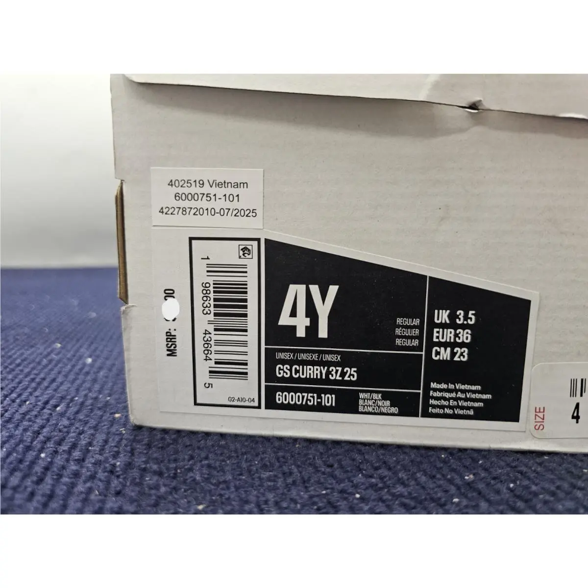 Under Armour shoes - GS Curry 3Z 25 - Curry - 6000751-101 - Black (UPC: 198633436645) 4