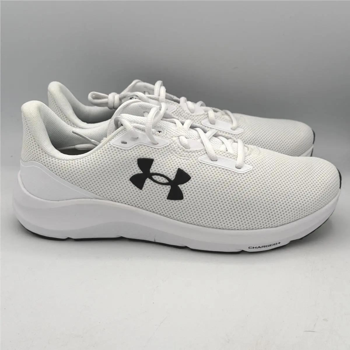Under Armour Charged Pursuit 4 Shoes Mens 12 White Black Running 3028254-100