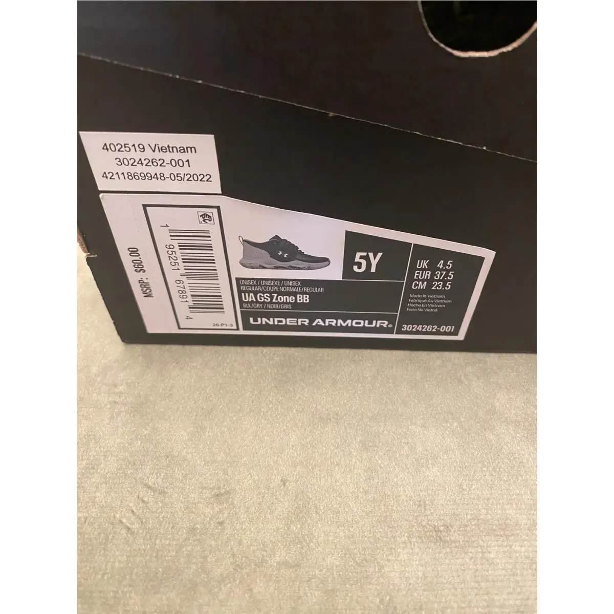 Under Armour shoes - GS Zone - Zone - Black/gray 6