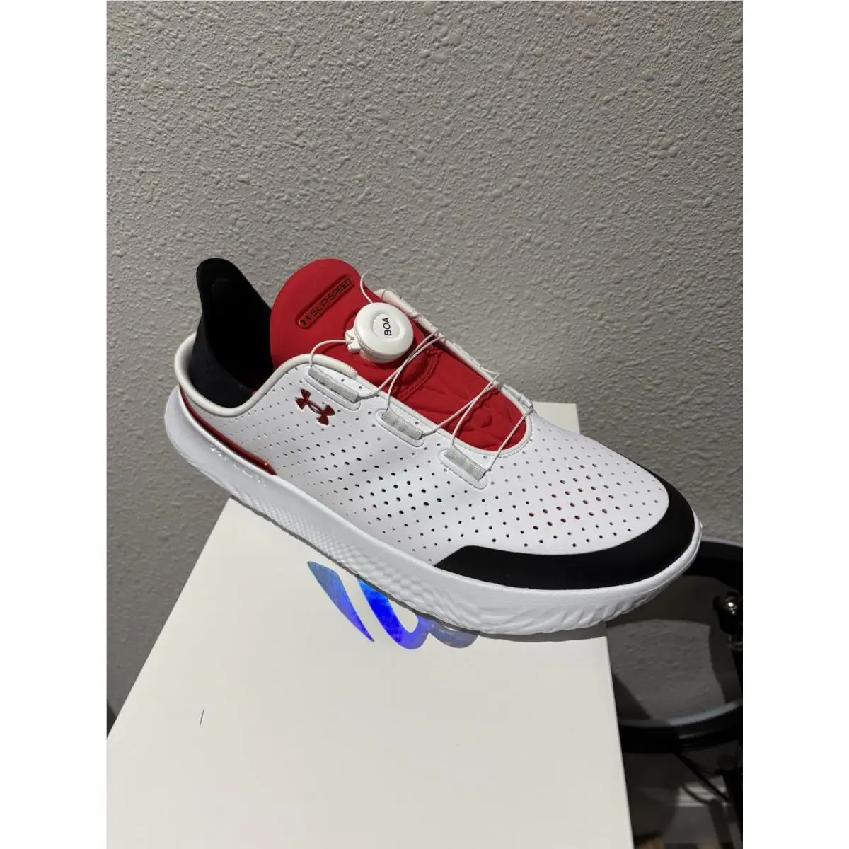 Mens Size 11 Under Armour Slipspeed Training Shoes 302049 White/red/black