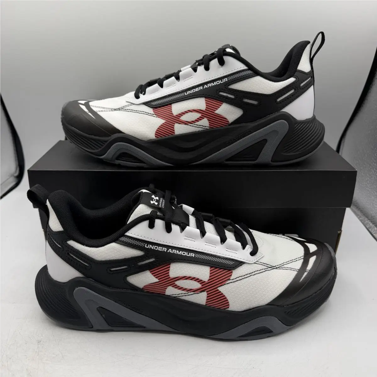 Under Armour Charged Commit TR 5 Shoes Mens Sz 10.5 White/red Training Sneakers