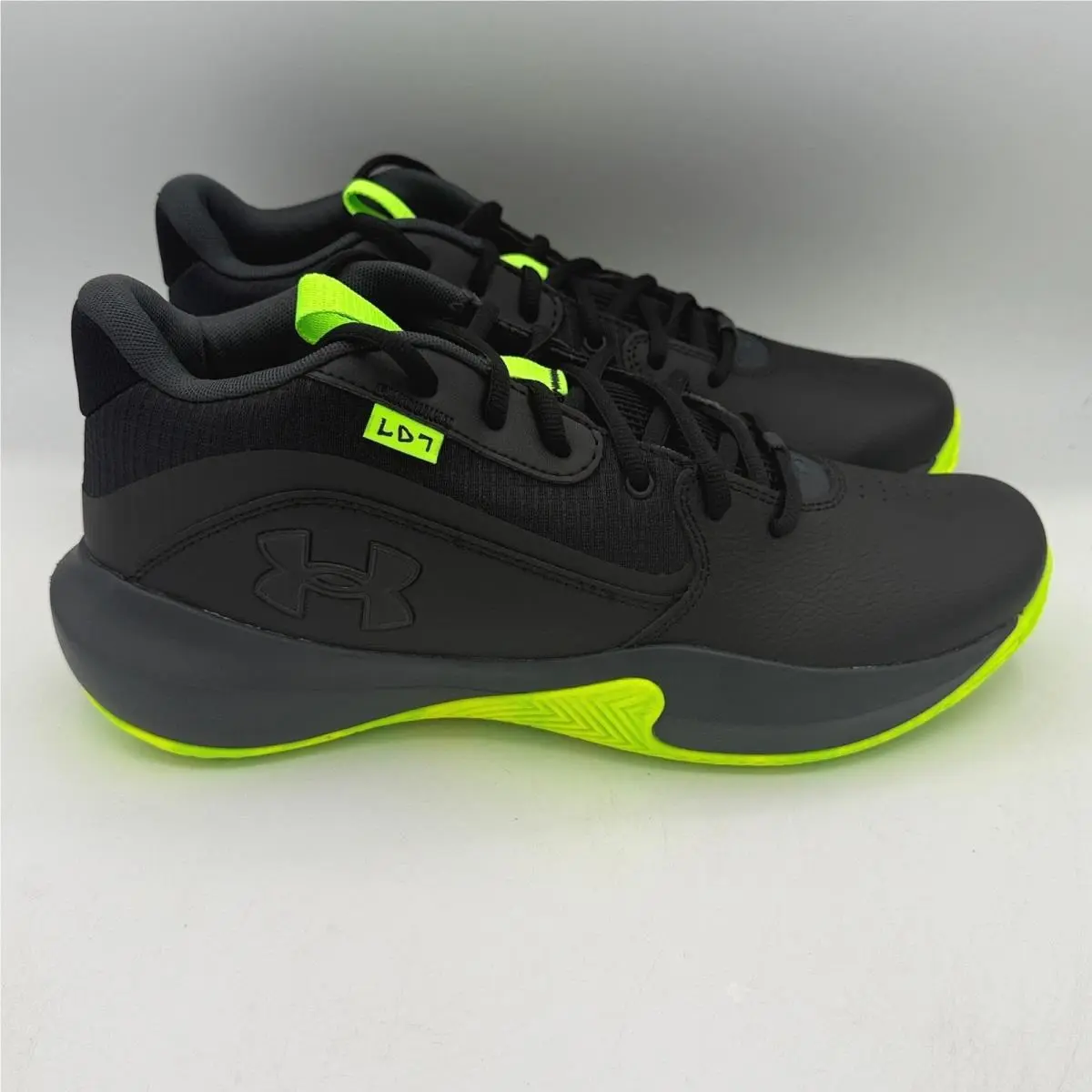 Under Armour Lockdown 7 Basketball Shoes Mens Black Neon Green 10.5 3028512-006
