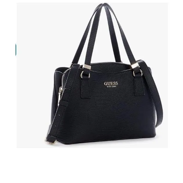 Guess Lyndi Girlfriend Textured Women`s Small Satchel Crossbody Bag -black