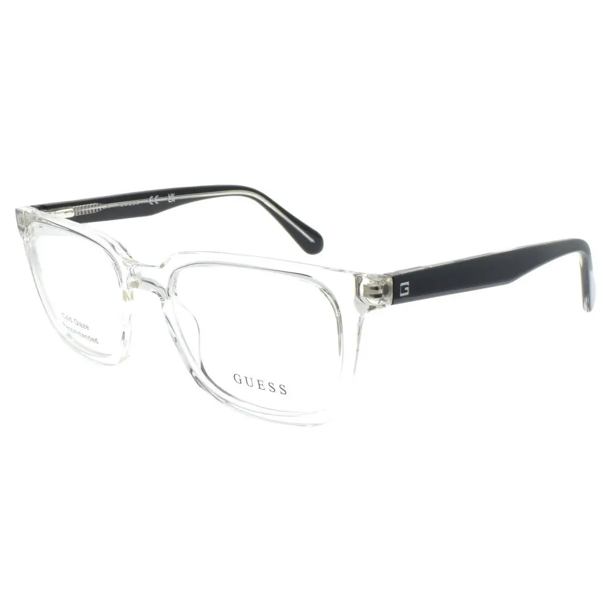 Guess GU1962 026 Men`s Eyeglasses Frames Acetate 52-19-145 Clear Crystal / Black