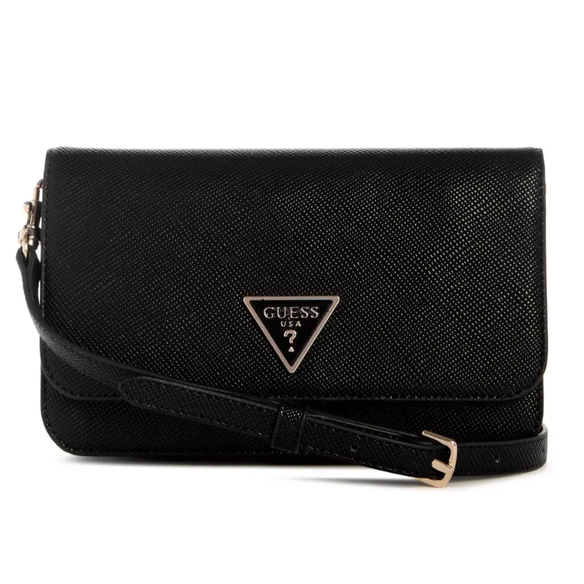 Guess Women`s Noelle Crossbody Flap Organizer Black Gold